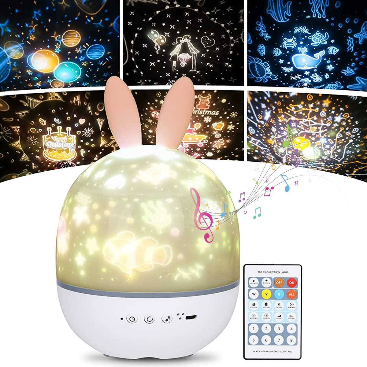 ELEPHANTBOAT® Galaxy Night Light Projector Led Lamp 1200mAh with Bluetooth Speaker Planetarium Galaxy Projector for Bedroom with 8 Beautiful Musics 6 Films Star Projector Light 3 Color & 5 Light Modes