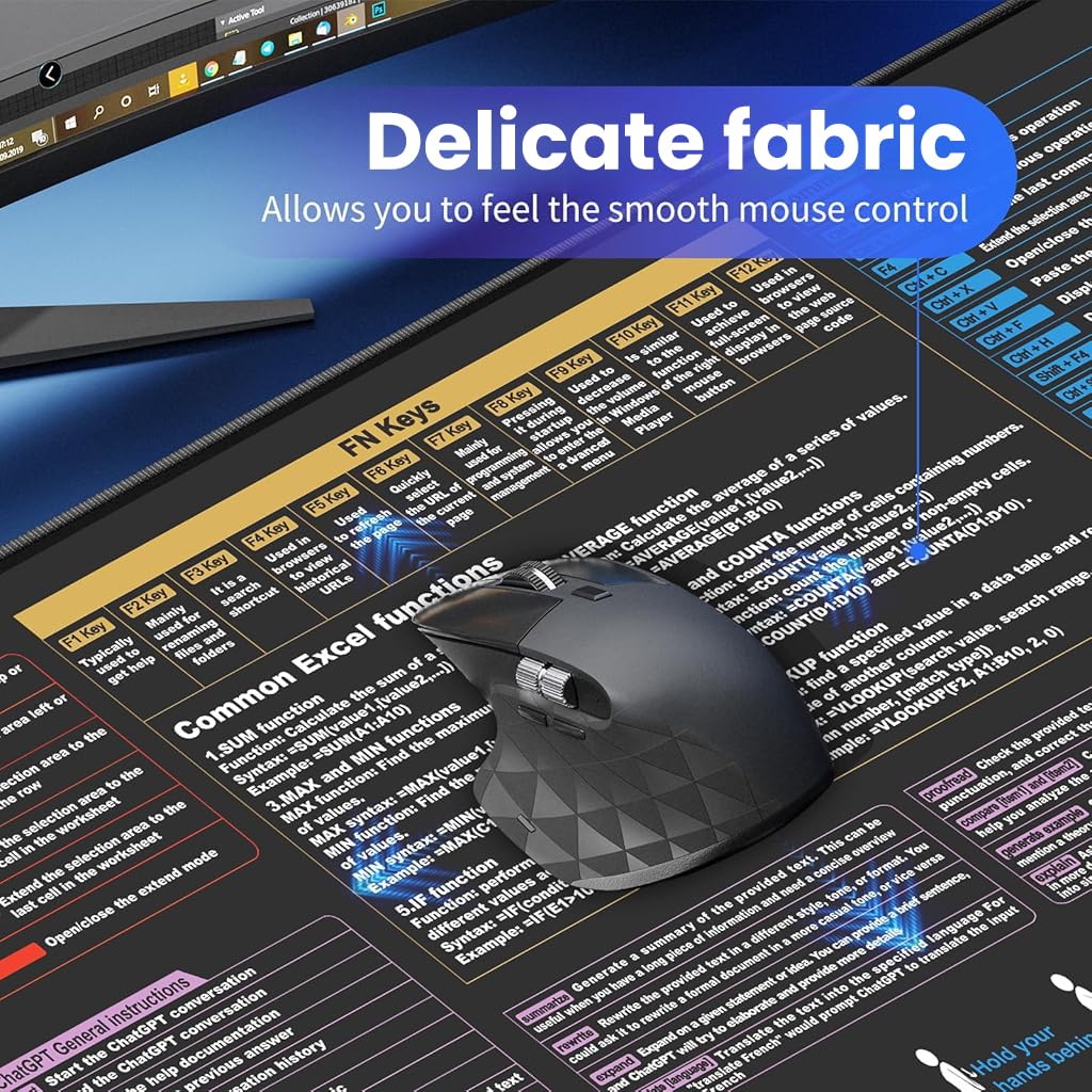 ZORBES Mouse Pad for Home and Office with Hotkey Reference Guide 30x80cm | Excel Shortcut Mat