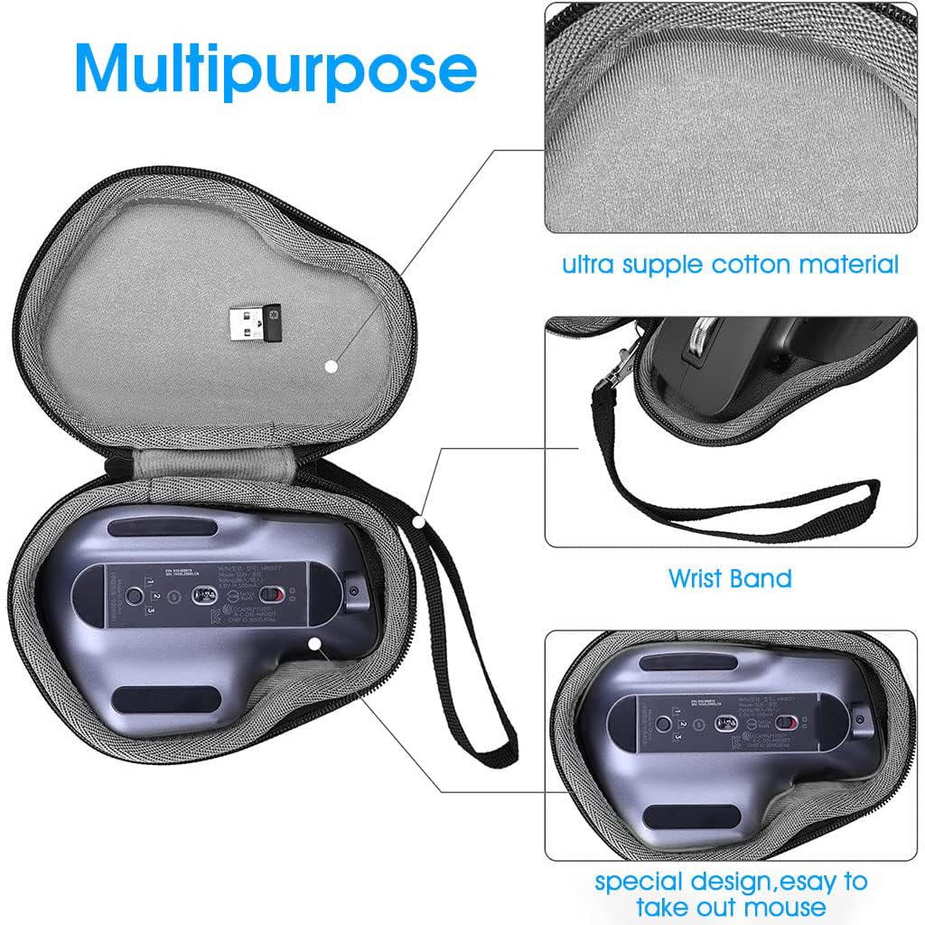 ELEPHANTBOAT Portable Protector Case for Logitech MX Master 2S featuring 360° zipper | shockproof EVA travel bag