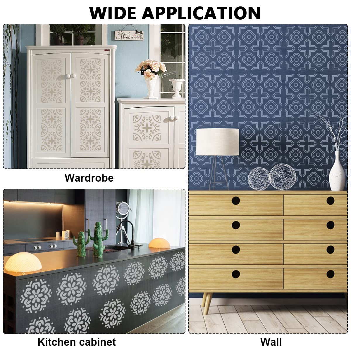 HASTHIP Stencils for Painting for Mandala Art and DIY Crafting featuring 16 pcs 6x6 in reusable PET templates | ideal for home decor and wardrobe design