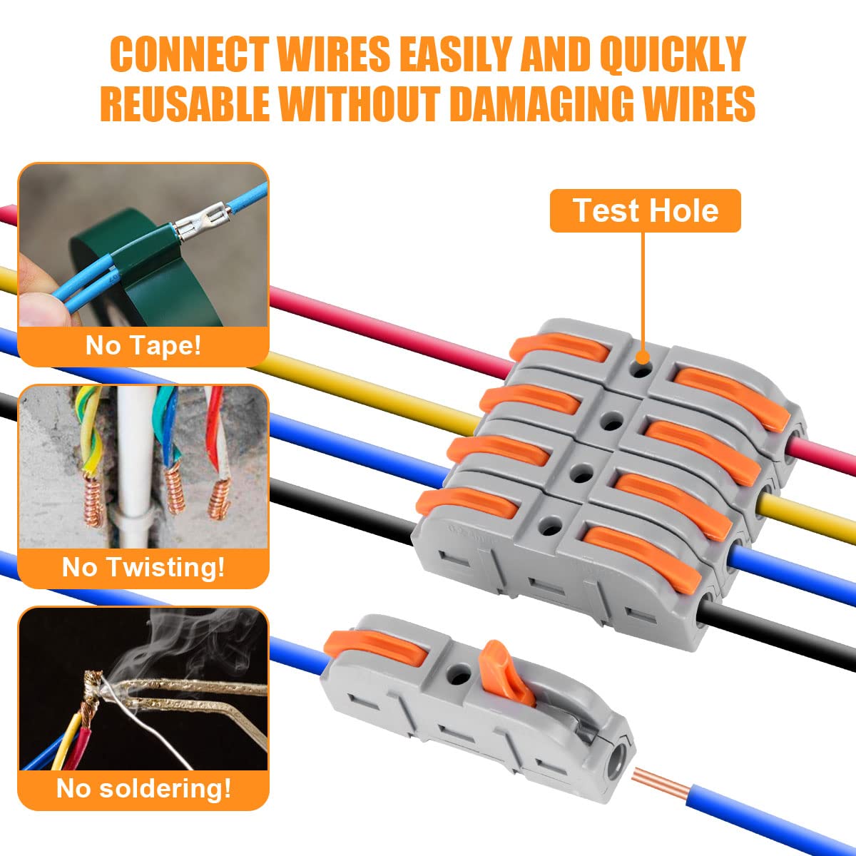 Serplex® Wire Connector, 34Pcs Universal Connection Terminals, Circuit Inline Splices Electric Connectors, SPL-1 Clamp with Actuation Lever, 4 mm² Conductor Clamp, Quick & Freely Assemble