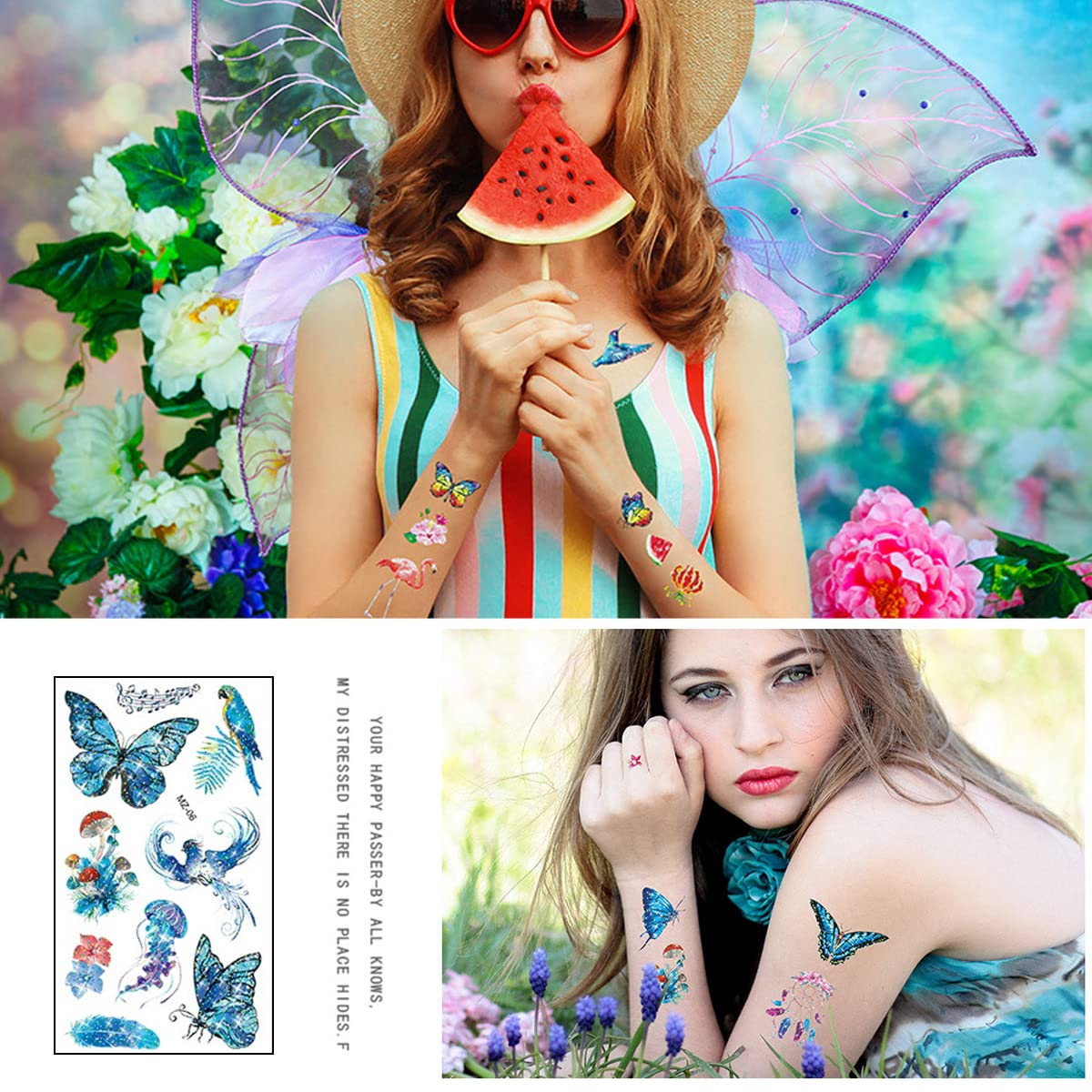 MAYCREATE Temporary Tattoo Stickers for Parties with 10 Sheets 12×6cm Waterproof Designs