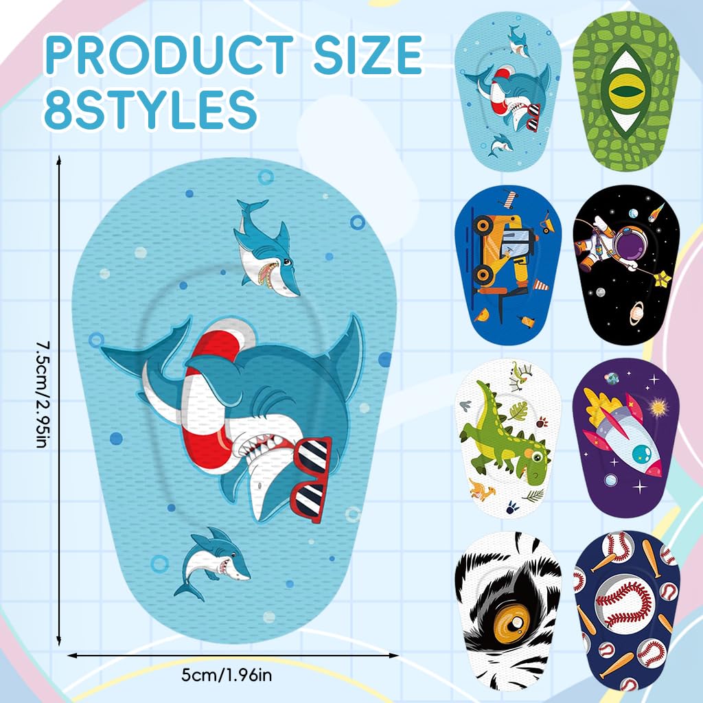 HANNEA Eye Patch for Kids with 40 Cartoon Designs and Self Adhesive Cotton Pads | 1.96x2.9 in