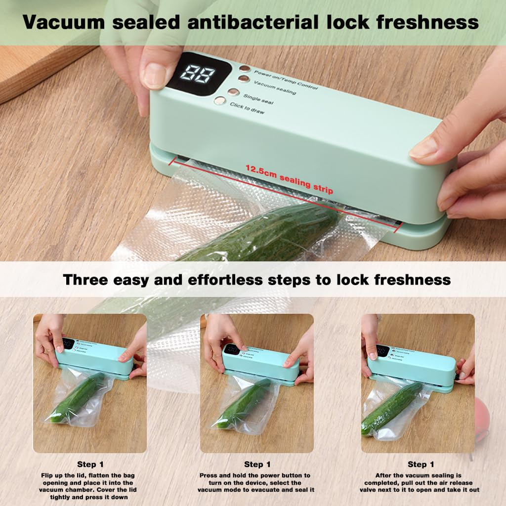 HASTHIP Vacuum Bag Sealer for Food Storage with Air Blower and LCD Display | USB Rechargeable