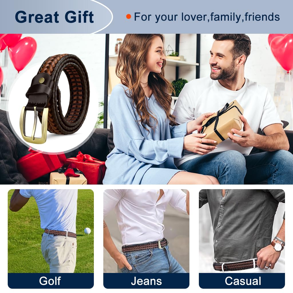 GUSTAVE Belts for Men featuring Braided PU Leather and Alloy Buckle | 125CM Adjustable Fit