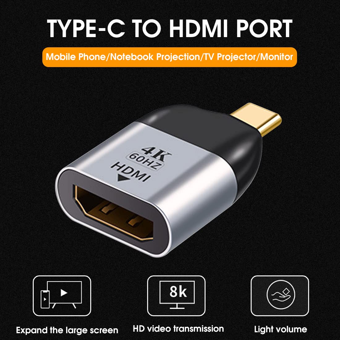 Verilux® USB C to HDMI Adapter (4K@60Hz) Type C to HDMI Convertor, USB C Adapter for MacBook Air/MacBook Pro 2020/2019/2018, iPad Pro, XPS 13/15, Pixelbook, Galaxy S10/S10+/Note 9, Type-C Devices