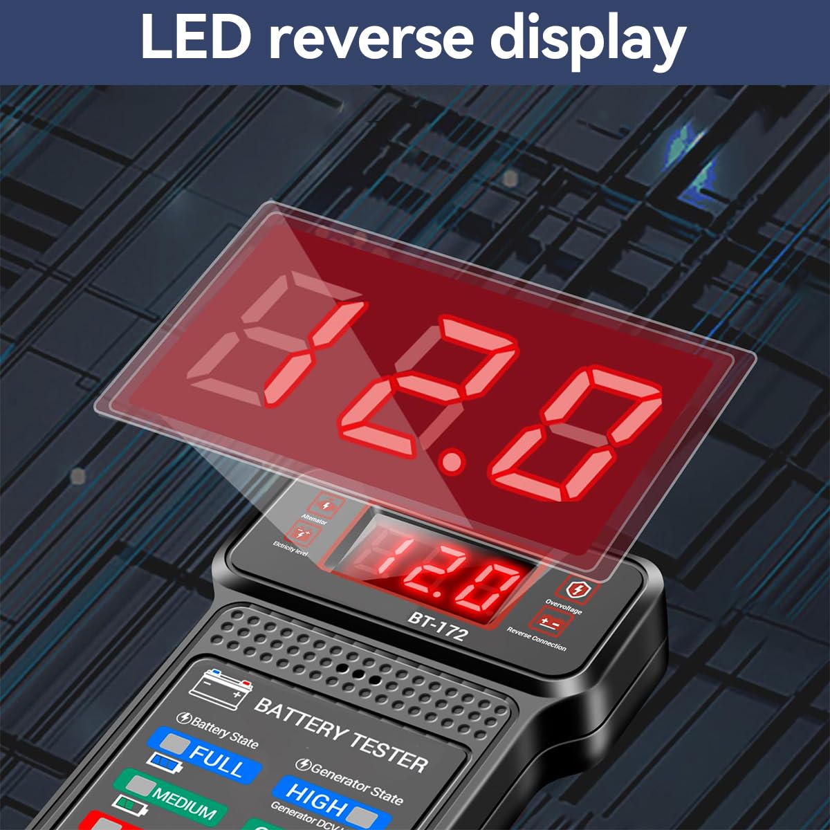 STHIRA 12V Car Battery Tester for Vehicles with Digital LCD Screen and LED Indicators | Titanium Steel Construction