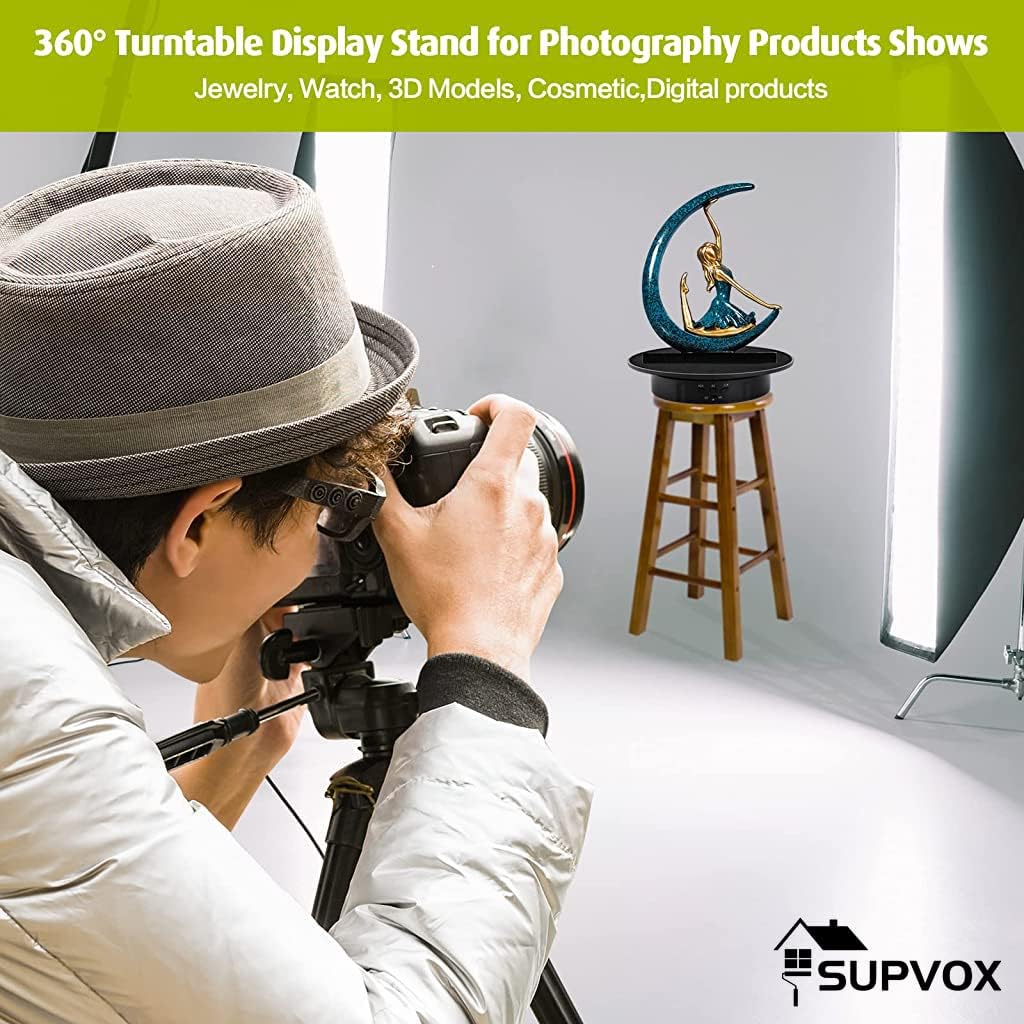 Supvox Electric Rotating Display Stand for Photography and Jewelry | 20 cm 8 kg Load with Adjustable 360° Rotation