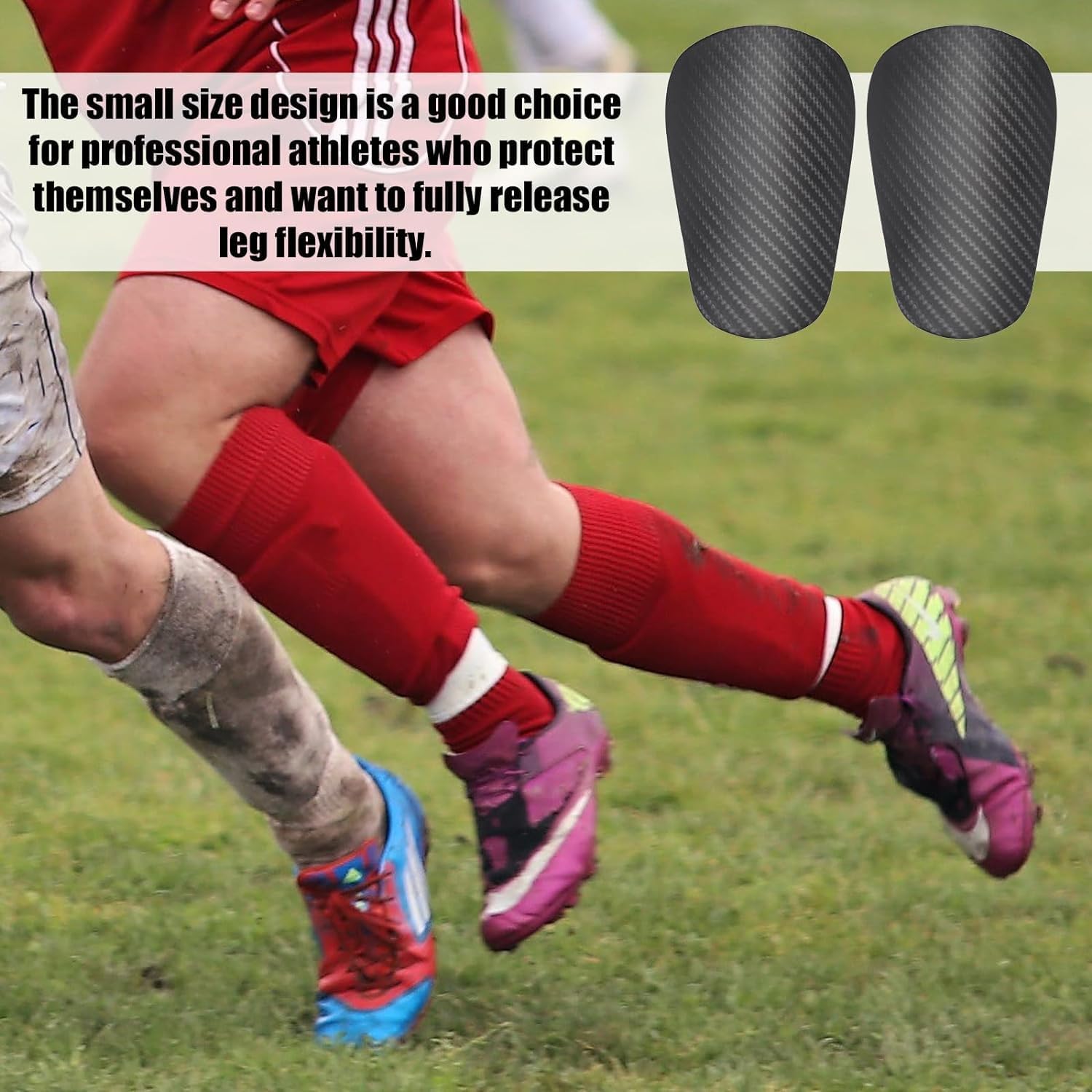 Proberos Mini Football Shin Pads for Kids featuring Imitation Carbon Fiber Pattern | 2PCS