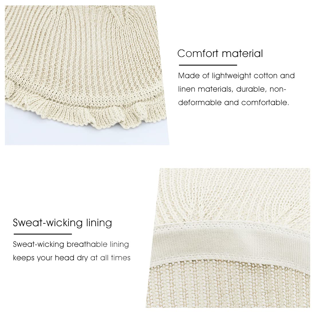 PALAY Women's Sun Hat for Travel and Beach with Wide Brim & Hollow Design in Beige | UV Protection Cotton Hat for Outdoor Activities