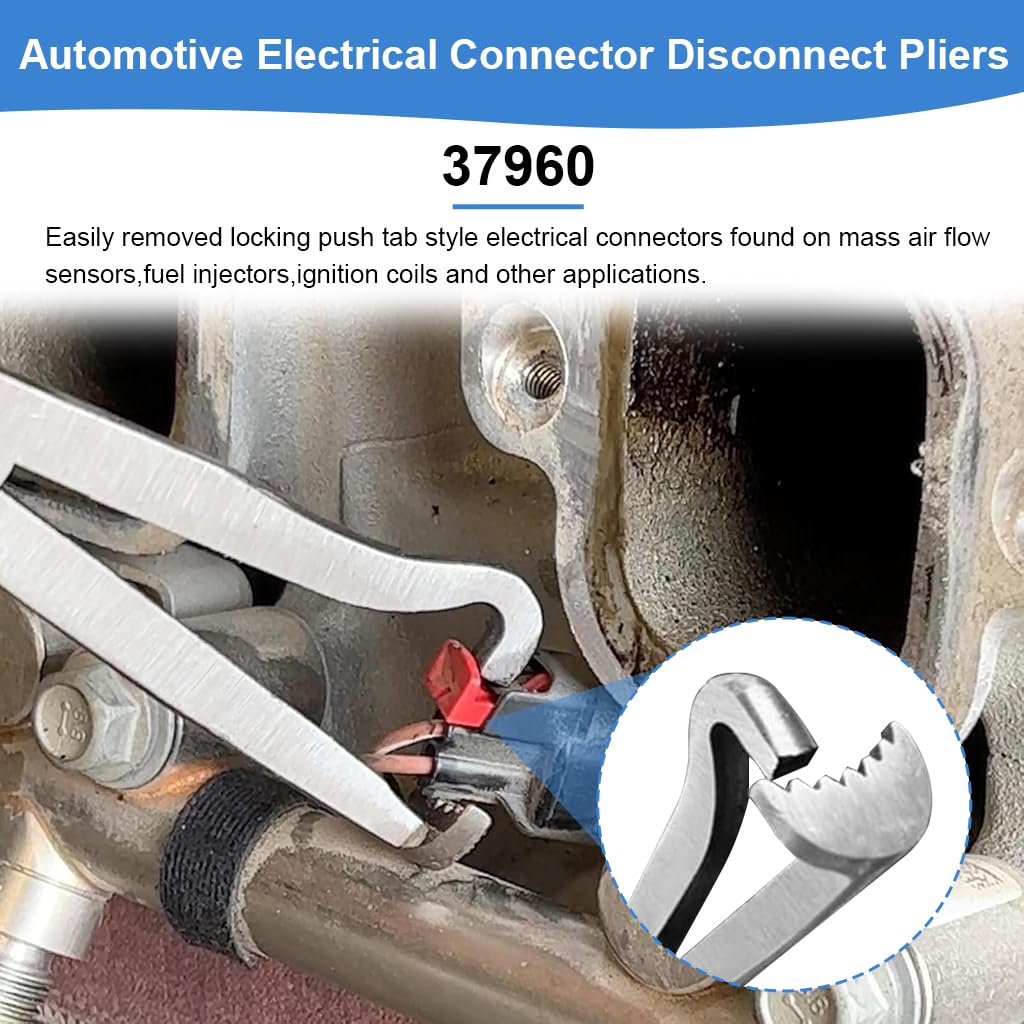 STHIRA Electrical Disconnect Plier Tool for Automotive Connectors with 8 in Carbon Steel Build and Rubberized Insulated Handle