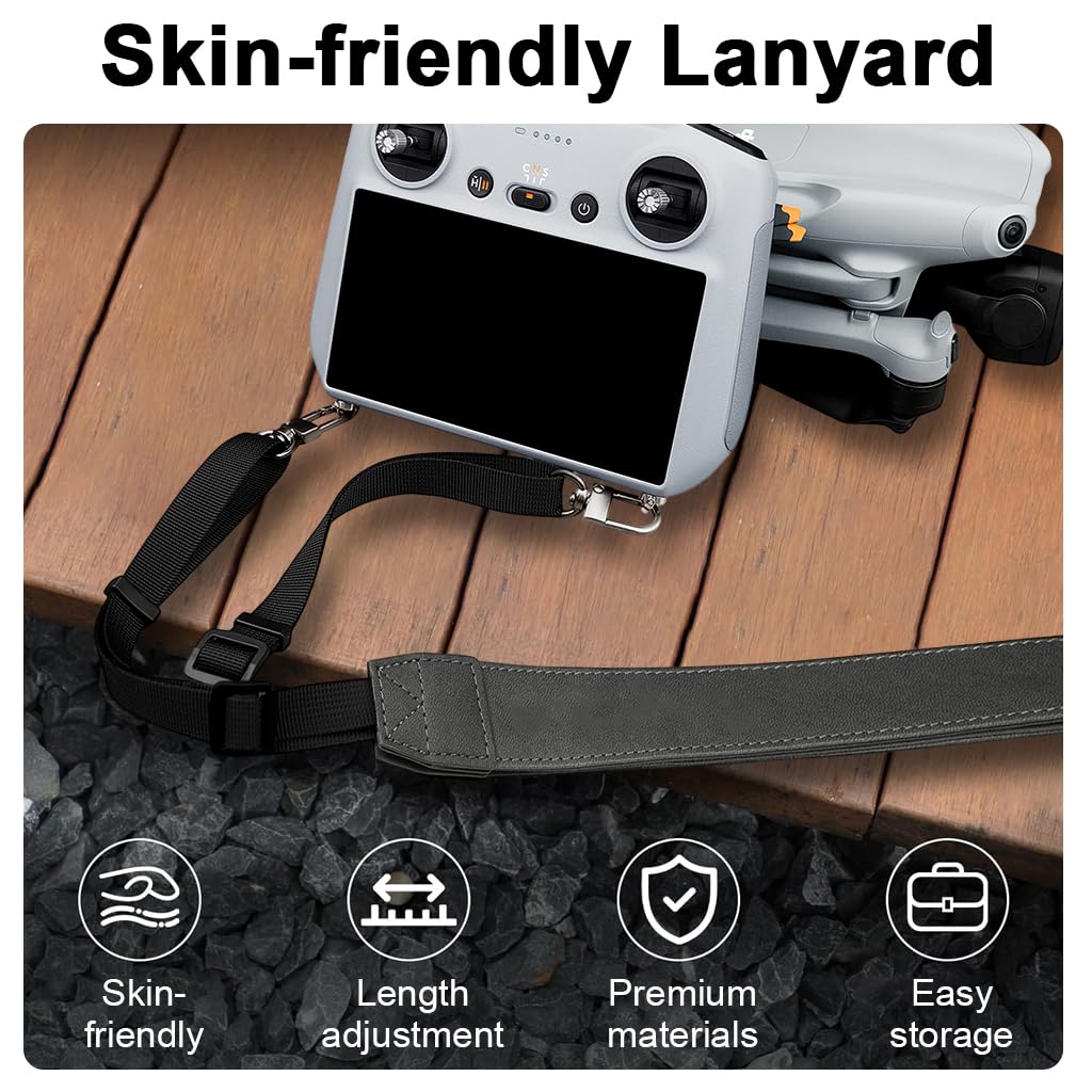 ZORBES Neck Strap Lanyard for DJI RC and RC Pro Controllers featuring Dual Adjustable Buckle and 23.6–29.5 in Range | Soft Nylon PU Patchwork Design