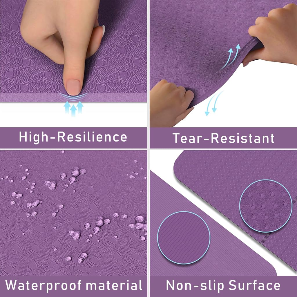 Proberos Yoga Mat for Home and Travel with Non Slip Foldable Design 72x24 in | TPE 5mm