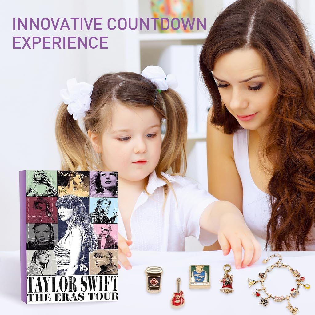 SANNIDHI Advent Calendar Bracelet Making Kit with 22 Charms and 2 Friendship Bracelets | Christmas Jewelry Gift for Women and Girls