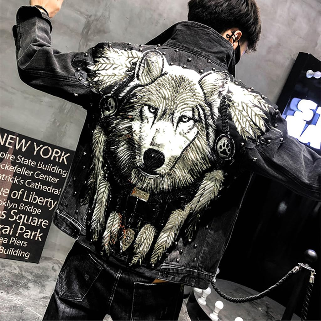 ZIBUYU Iron On Embroidered Animal Patch for Clothing featuring Wolf Design 60x59.5cm | DIY Applique for Jackets Jeans and Backpacks