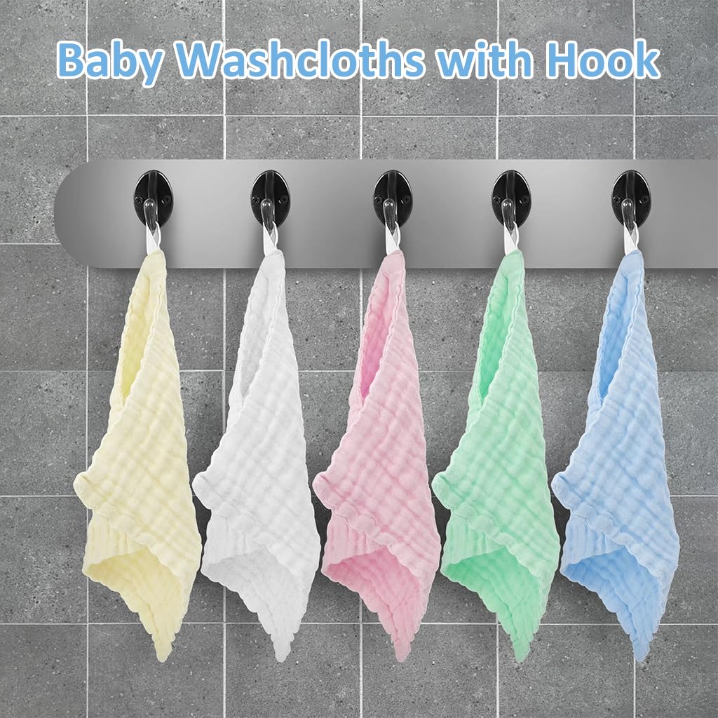 Zibuyu Baby Washcloths for Sensitive Skin featuring 12x12 in Cotton Mesh Towels | 5 Pcs
