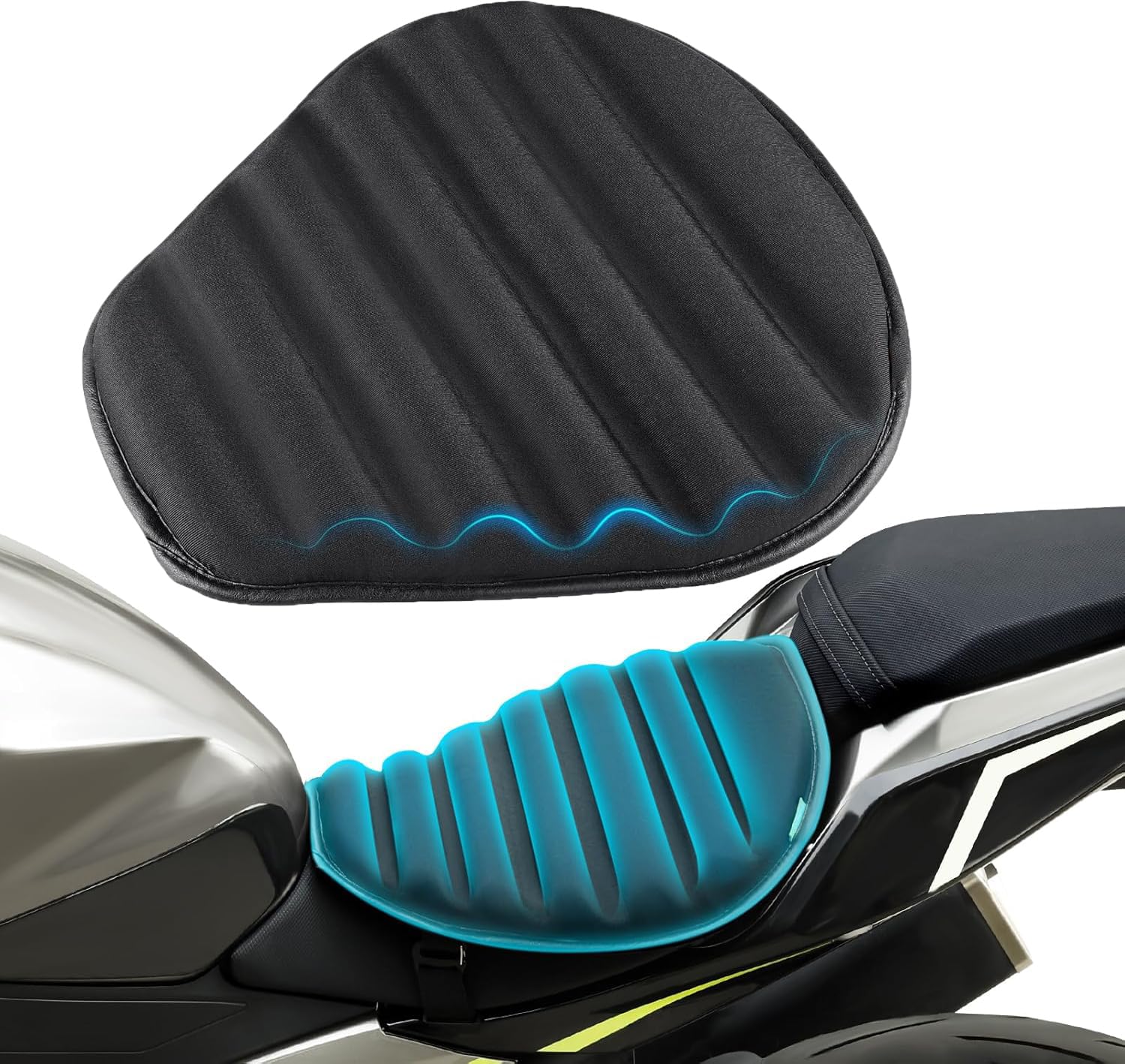 STHIRA Bike Seat Cushion for Long Rides featuring 3D Grooved Gel Pad 38x35cm | Breathable Cover