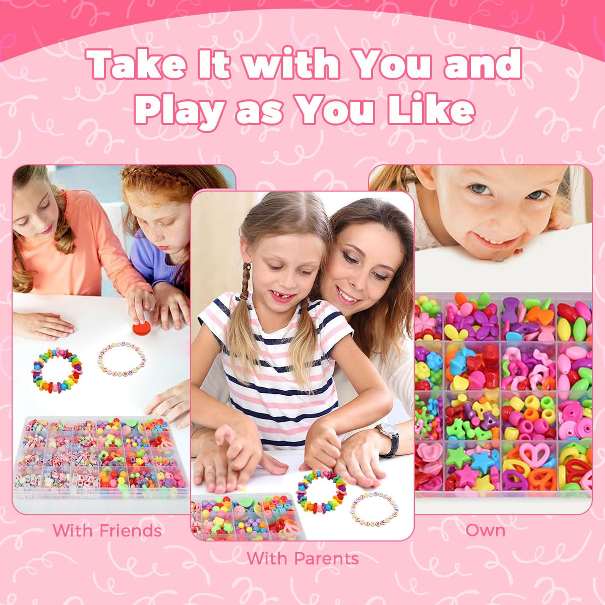 SANNIDHI Bracelet Making Set for Kids with 24 Grid Beads Organizer and Letter Charms | Fun DIY Jewelry Gift for Girls 7 14 Years