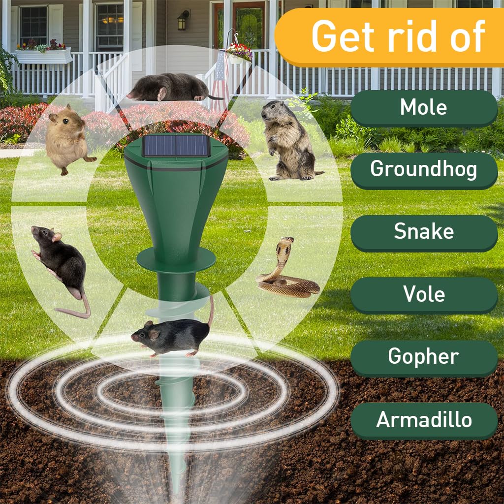 HASTHIP Ultrasonic Pest Repeller for Garden with Solar Power and 3 Frequency Modes | 2 Pcs Set