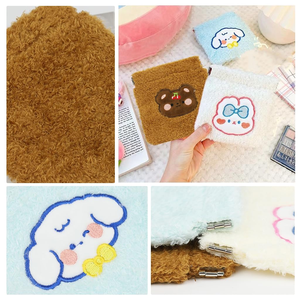 MAYCREATE Small Pouches for Women 3Pcs 5 in Set with Elastic Closure and Water Resistant Fabric | Cute Cartoon Design for Makeup Coins and Sanitary Pads