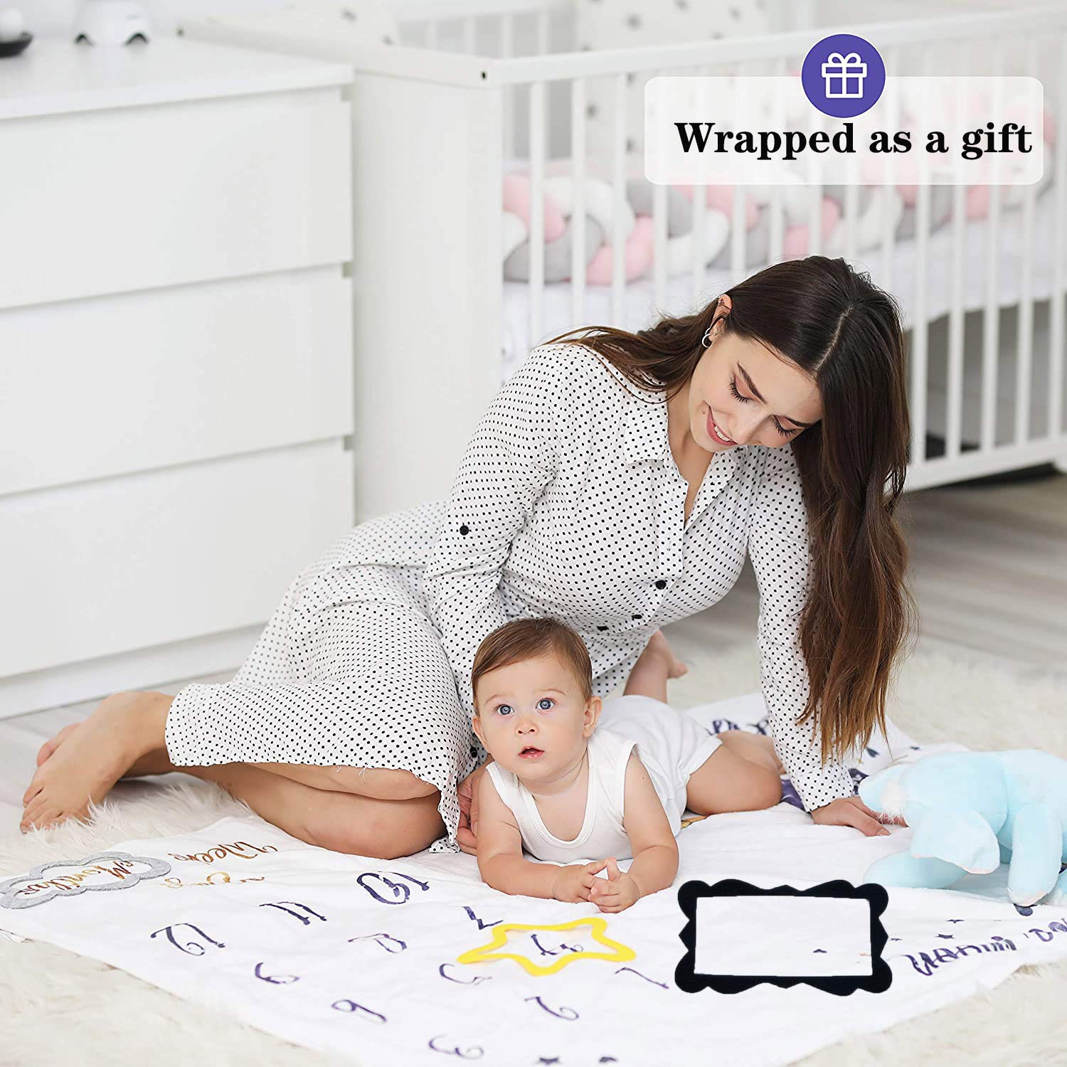 SNOWIE SOFT milestone blanket for baby photoshoots 70x100cm with soft flannel fabric | perfect for newborn monthly memories