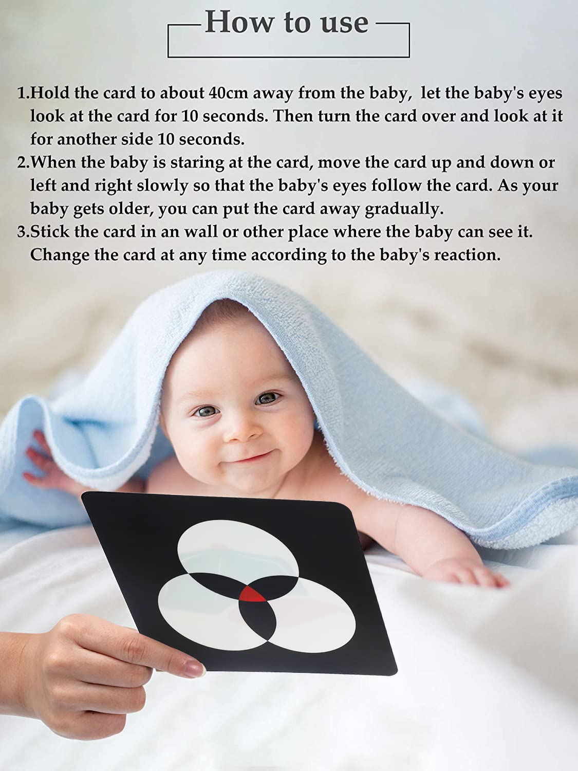 SNOWIE SOFT® Black RedFlash Cards for Infants, 16 Pictures 5.5 x 5.5 Inch Designed Contrast Cards for Newborn Baby Toys with High Contrast (3-6 Months)