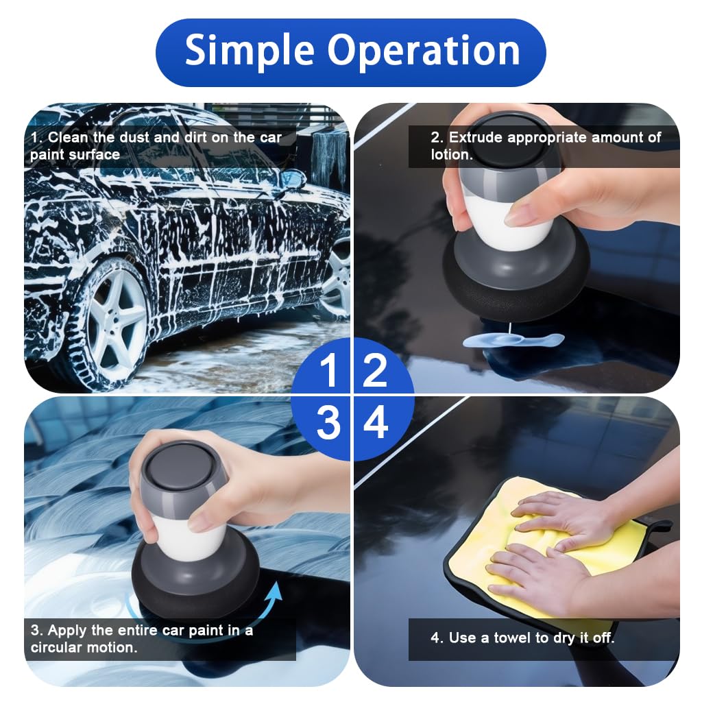 STHIRA Wax Applicator for Car Polishing with Built In Wax Dispenser Handle and Foam Pad