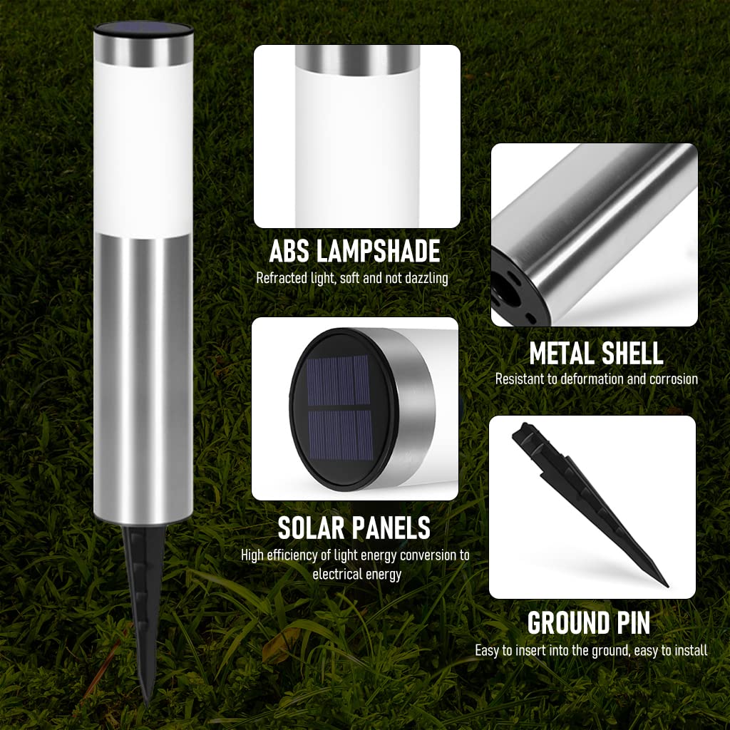 ELEPHANTBOAT Solar Lights for Garden Pathway with Monocrystalline Panel and IP44 Waterproof Design | 360° White LED Illumination