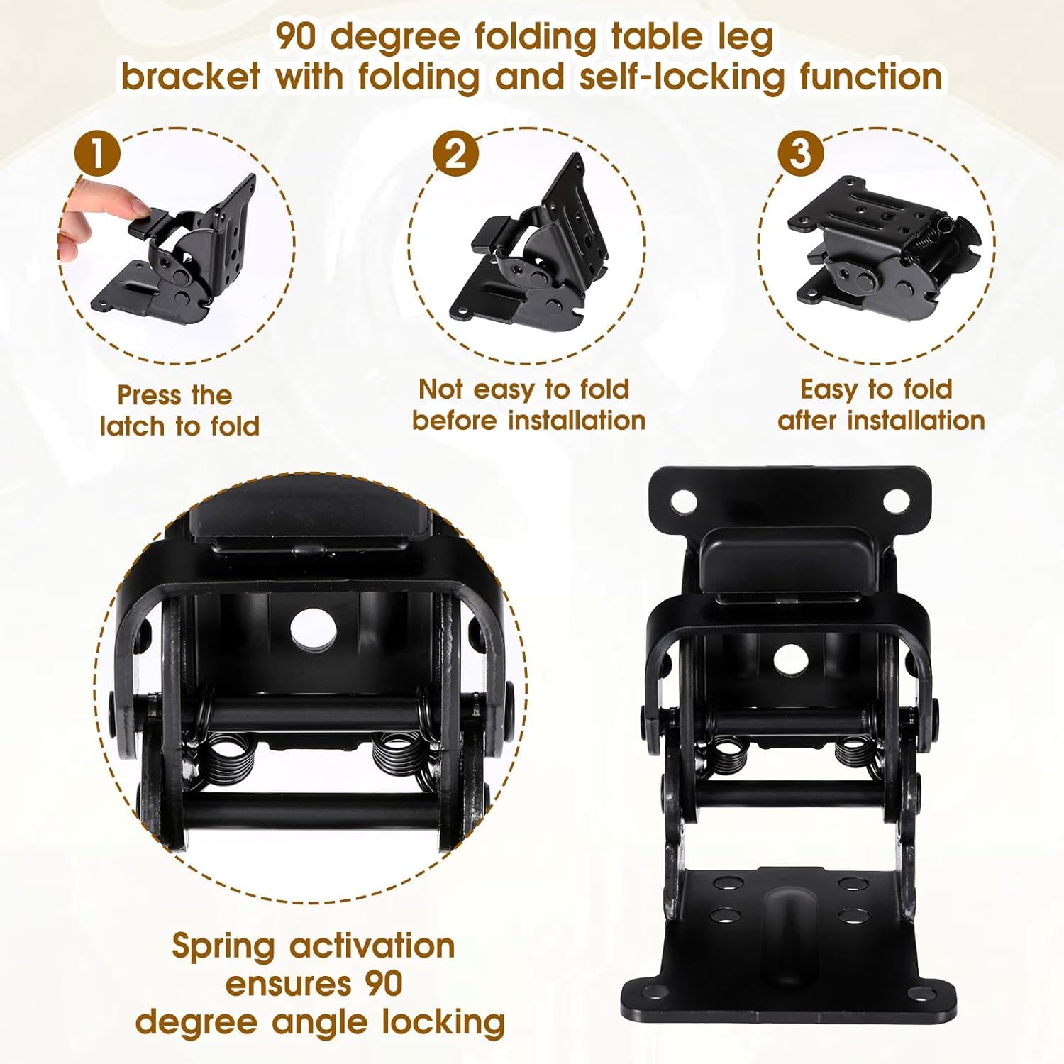 Serplex Folding Table Legs Bracket Set for Tables and Furniture with Self Lock Metal Hinges | 4pcs with Screws