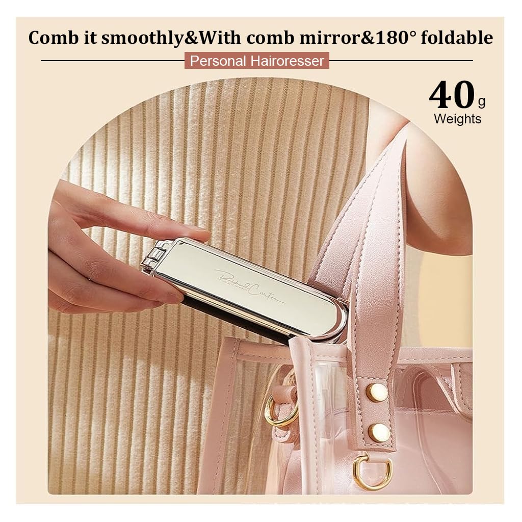 MAYCREATE Mini Hair Brush with Mirror for Travel and Purse featuring Foldable Design | Ideal for Women and Kids