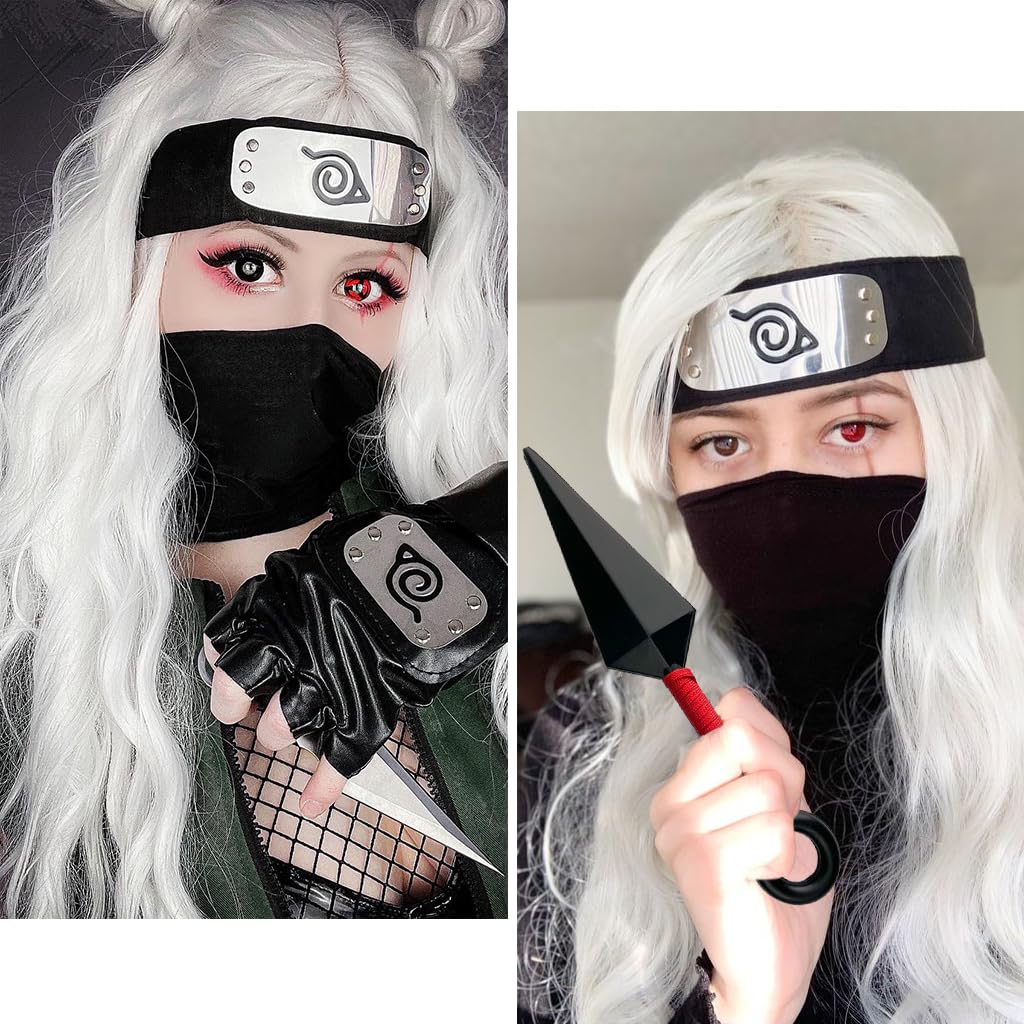 PATPAT Cosplay Props Ninja Headband for Anime & Halloween with 10 in Kunai Set | Metal Engraved Icon