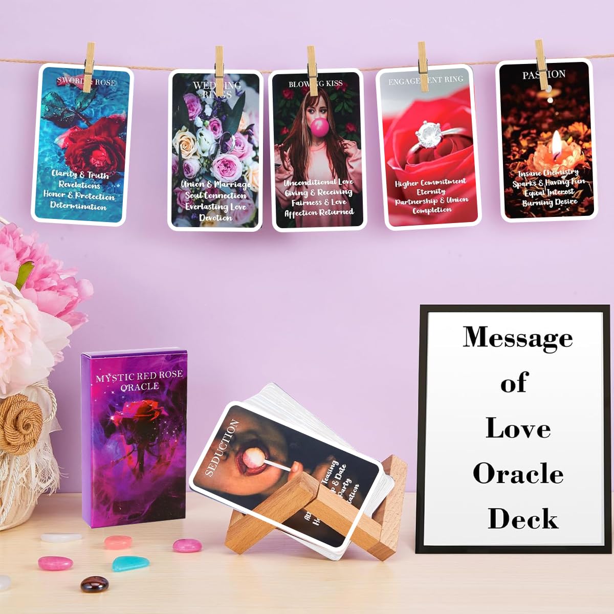 PATPAT Love Oracle Card Deck for Beginners with 53 Cards Featuring Messages and Artful Design