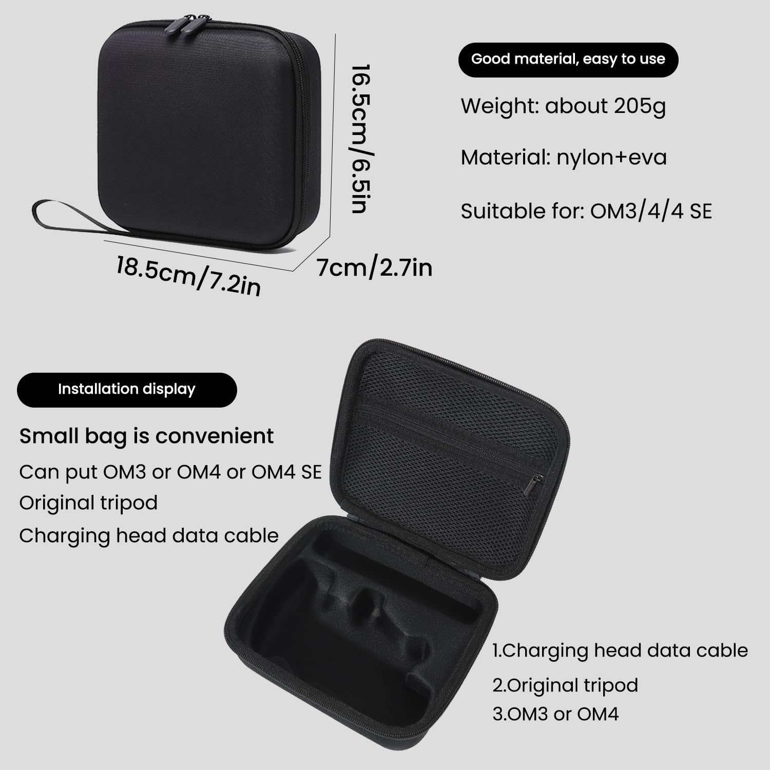 ZORBES  Stabilizer Storage Bag for DJI Osmo Mobile 3,Hard Shell Portable Case Phone Stabilizer Carrying Case for DJI OSMO 4 SE for DJI osmo Mobile 3/ Mobile 4 / OM 4 SE and Accessories - Black