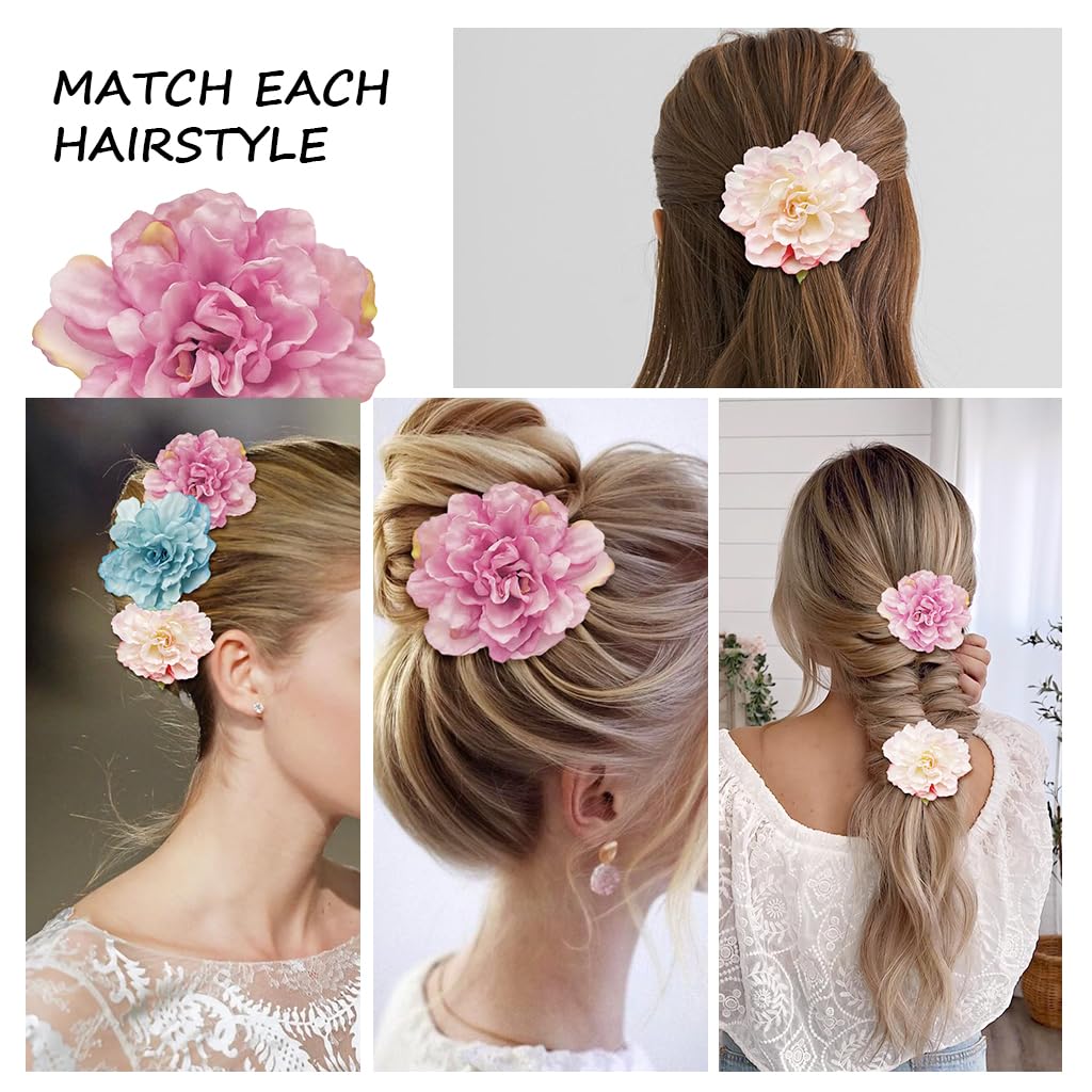 SANNIDHI Hair Clips for Women featuring 3Pcs Camellia Flower Barrettes | Colorful Beach Accessories
