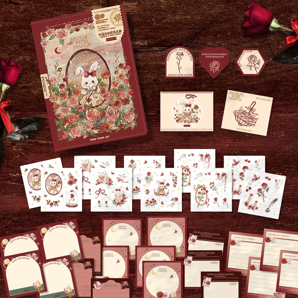 HASTHIP Vintage Journal Kit for Scrapbooking and Gifting with 67 Pcs Set | Fairytale Garden Theme