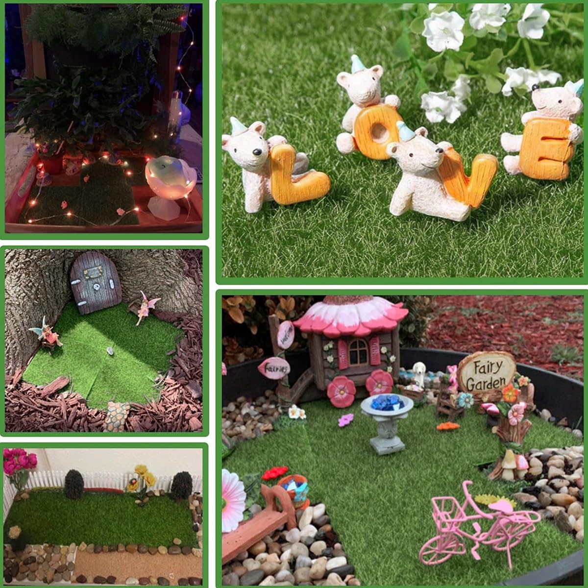 HASTHIP Artificial Grass Carpet for Christmas Decor with TPE Build 6 Pcs 15 cm | Indoor Floor Mat