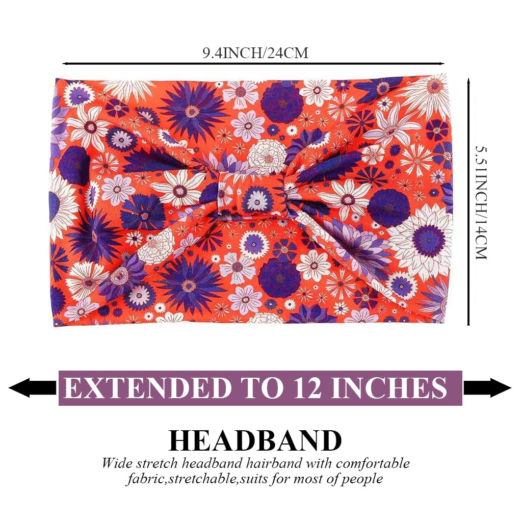 SANNIDHI Headbands for Women featuring 4 Floral Stretch Wraps with Knotted Boho Design