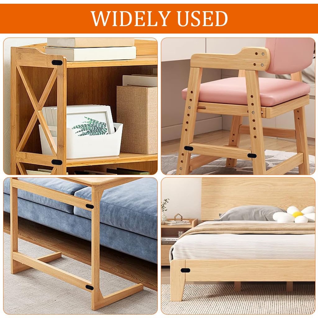 Serplex Flat Plate Straight Brackets Set for Wood and Furniture with Screws 12 Pcs 50mm Black Stainless Steel | Ideal for Shelves and Bed Frame Repairs