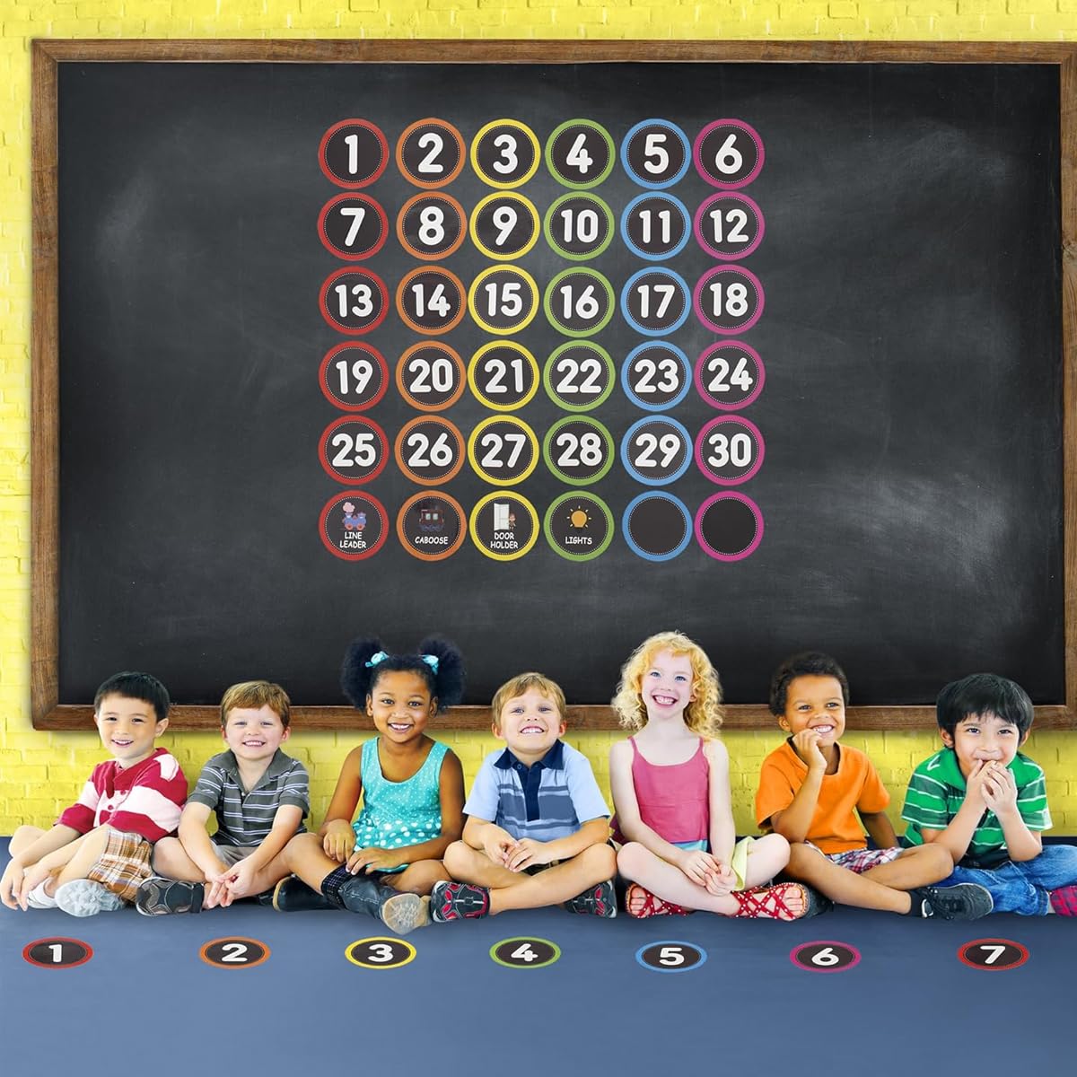 HASTHIP Stickers Set for Classroom Activities with 36PCS 4in Number Spots | Waterproof Vinyl