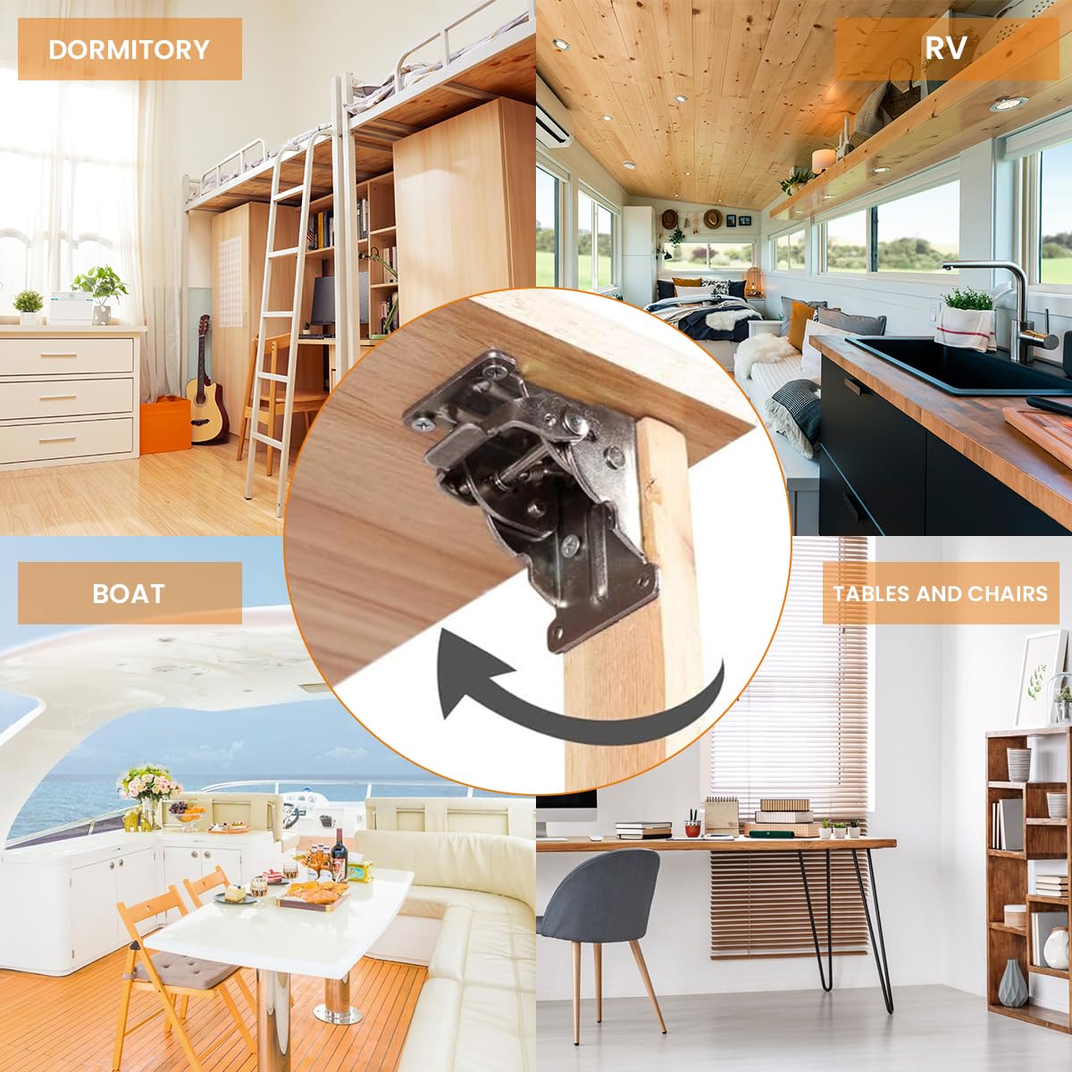 Serplex Folding Table Bracket Set for Table Assembly with 4pcs Screw-Fixed Metal Hinges