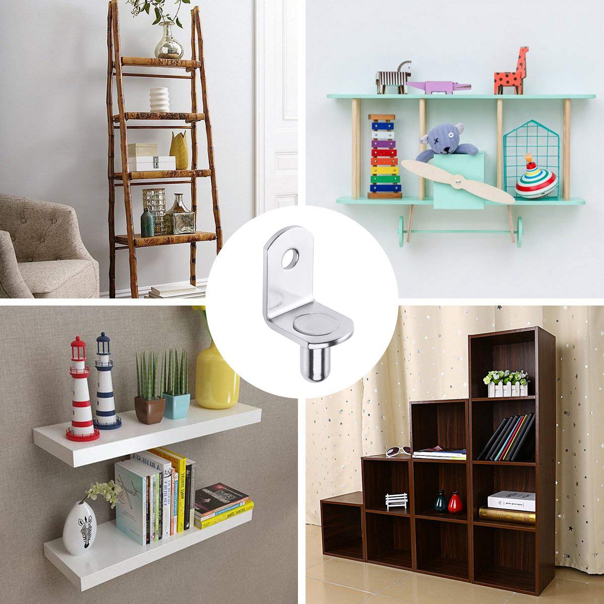 Serplex L Shaped Metal Brackets for Shelf with Screw Mounted Supports 100 pcs | 0.25 in Pegs