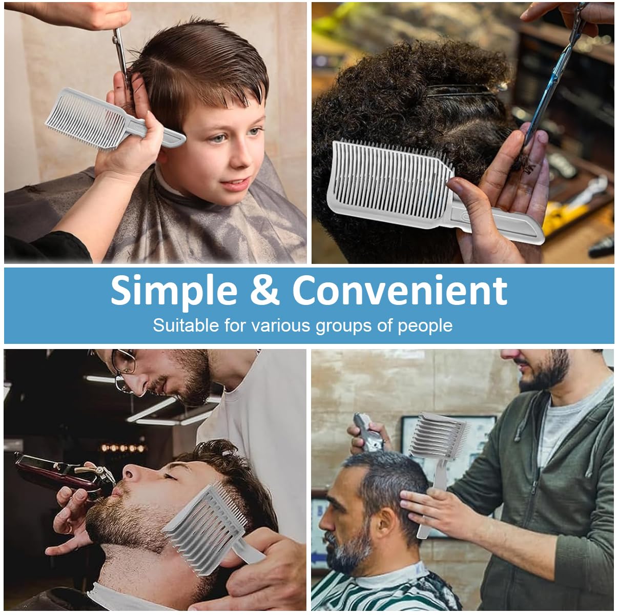 ZIBUYU Hair Cutting Comb for Men with Curved Back & Tapered Teeth | 2Pcs Anti-Static ABS