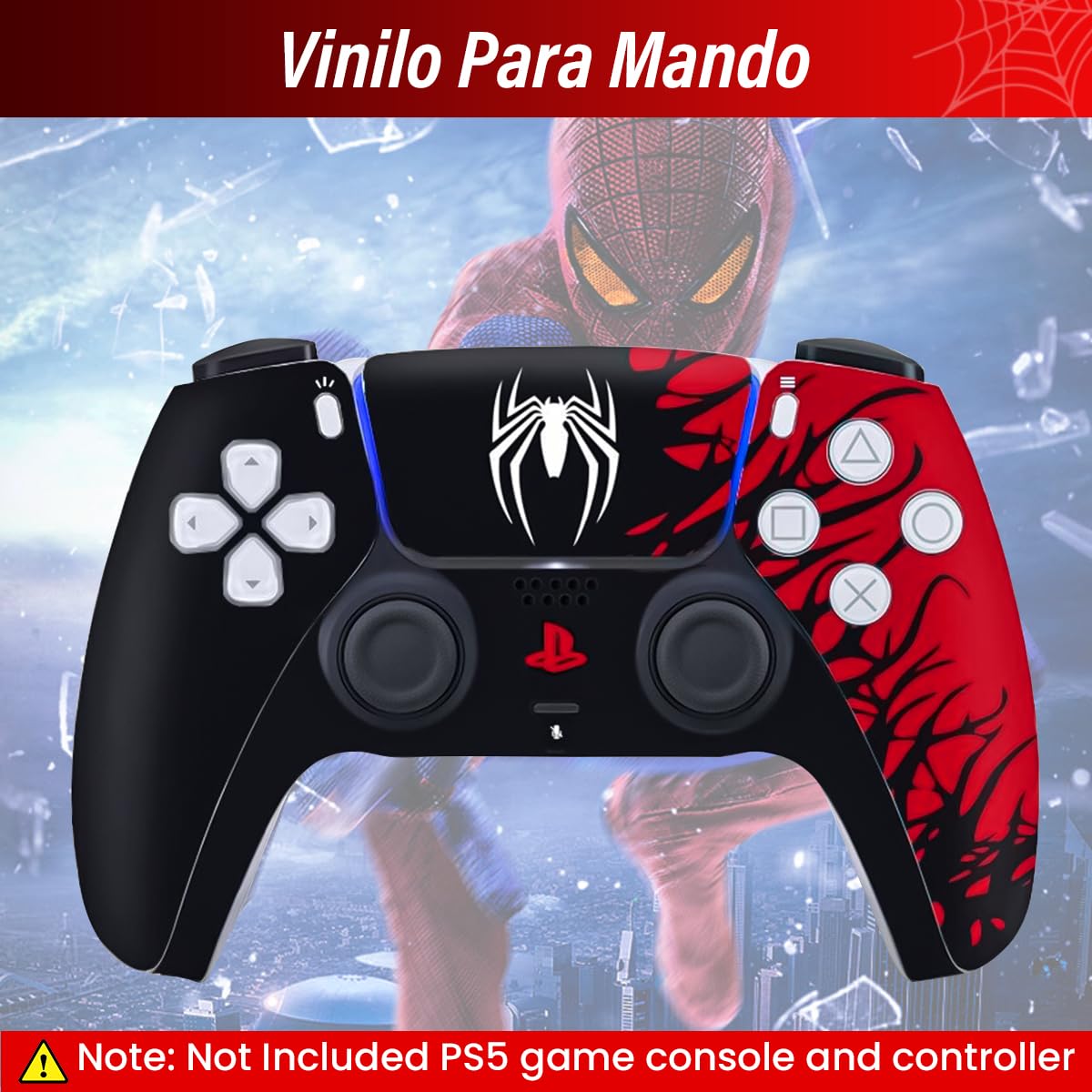 ZORBES Skin Cover Stickers for PS5 Disc Edition with Precise Fit Vinyl Matte Finish | Spider Red and Black Design