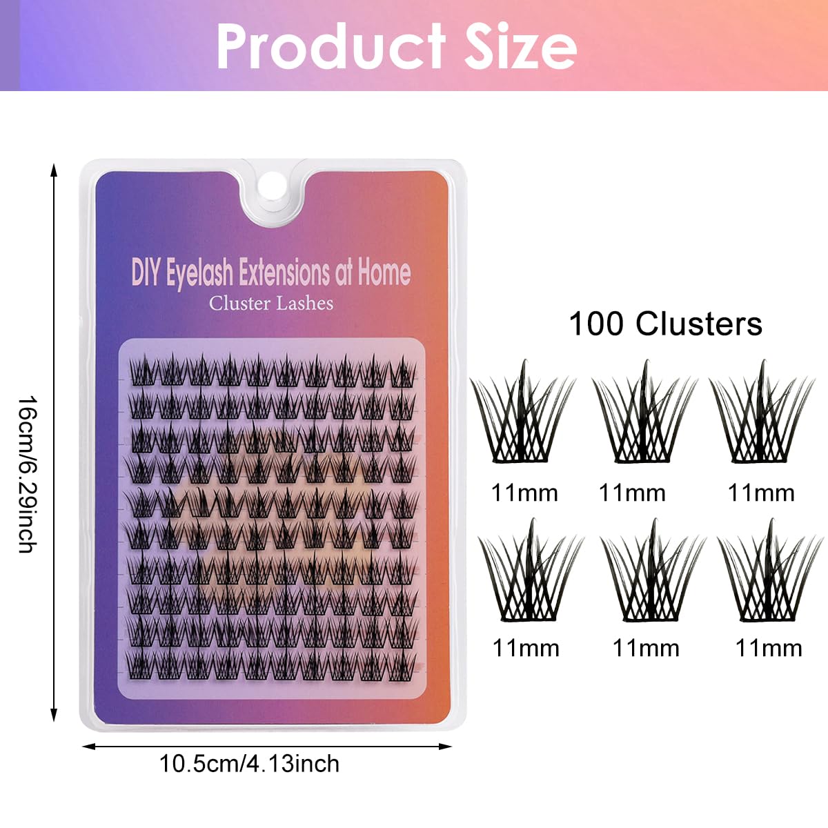 MAYCREATE Lash Clusters for DIY Natural Volume | 100pcs 11mm 3D Fiber Individual Extensions