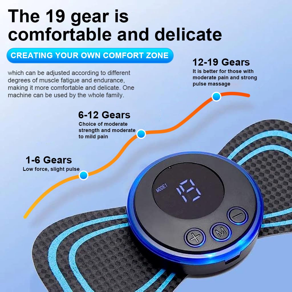 HANNEA EMS Body Massager for Pain Relief with 8 Modes and 19 Strengths | Portable Neck and Shoulder Relaxer
