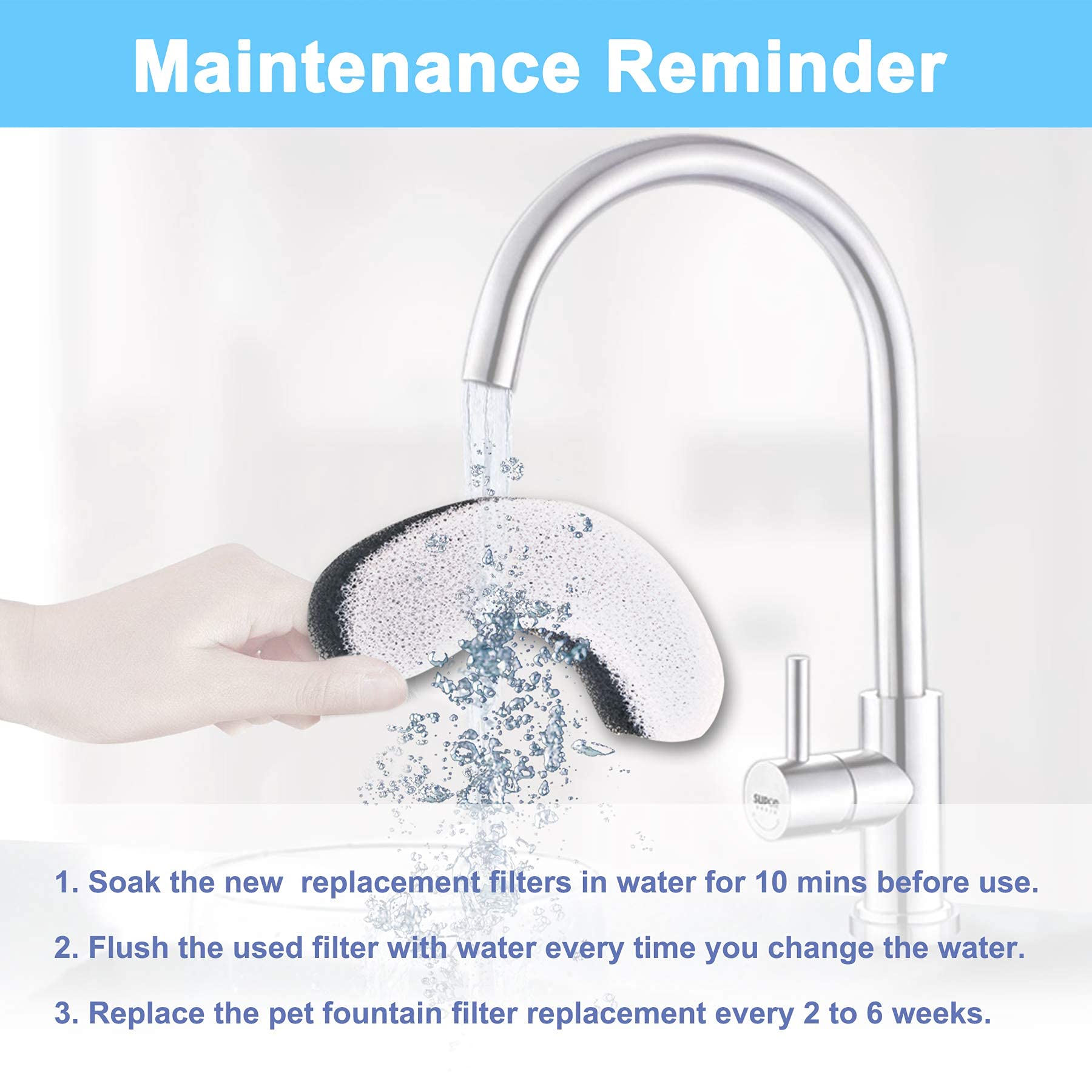 Qpets Cat Water Fountain Filter Replacements 24 pcs for 61 oz 1.8 L Fountains with Triple Filtration System Activated Carbon