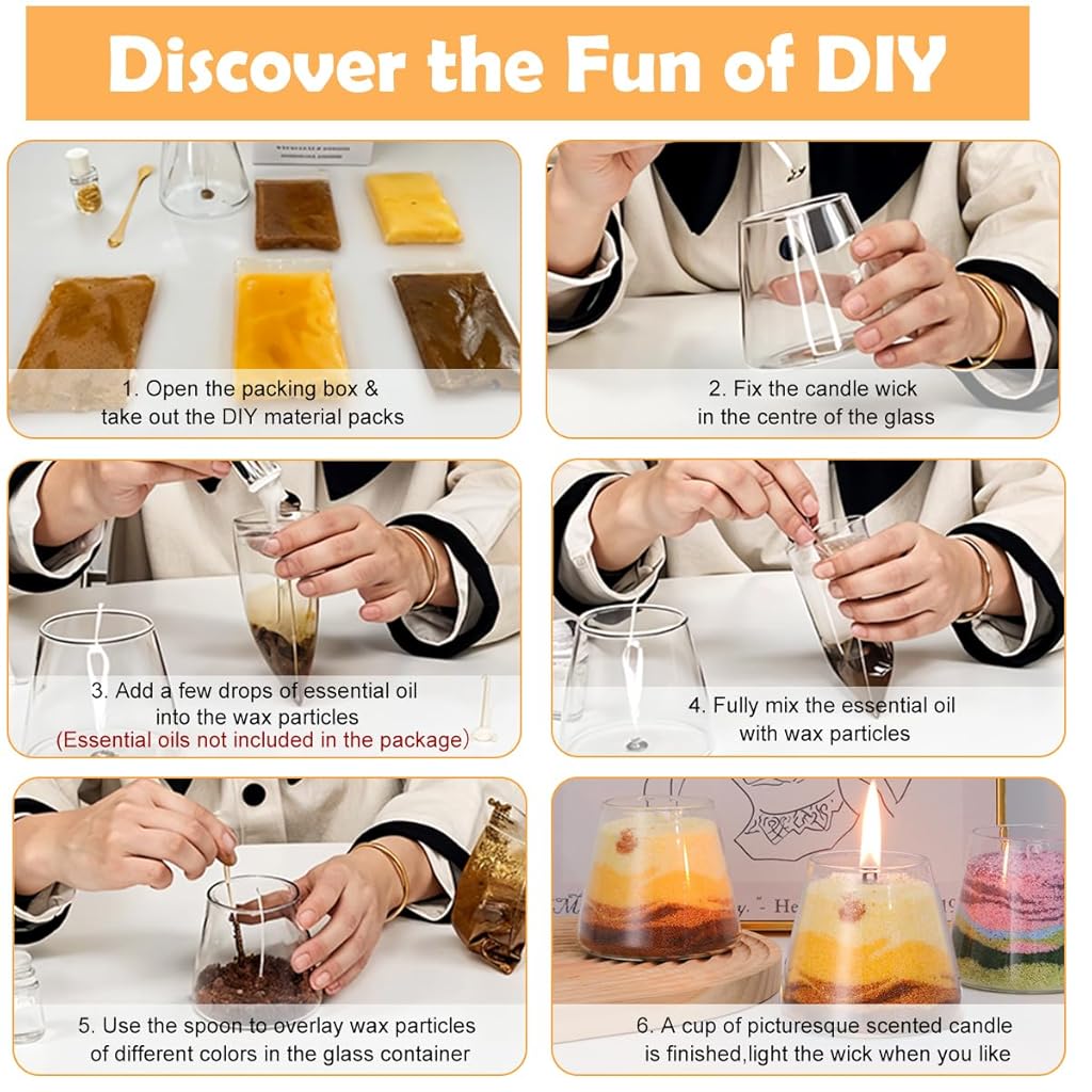 HASTHIP® DIY Custom Candles, Candle Maker Kit, DIY Candle Making Set, Art Scented Candle Kit for Birthday Gift Christmas Gift for Sisters, Friends