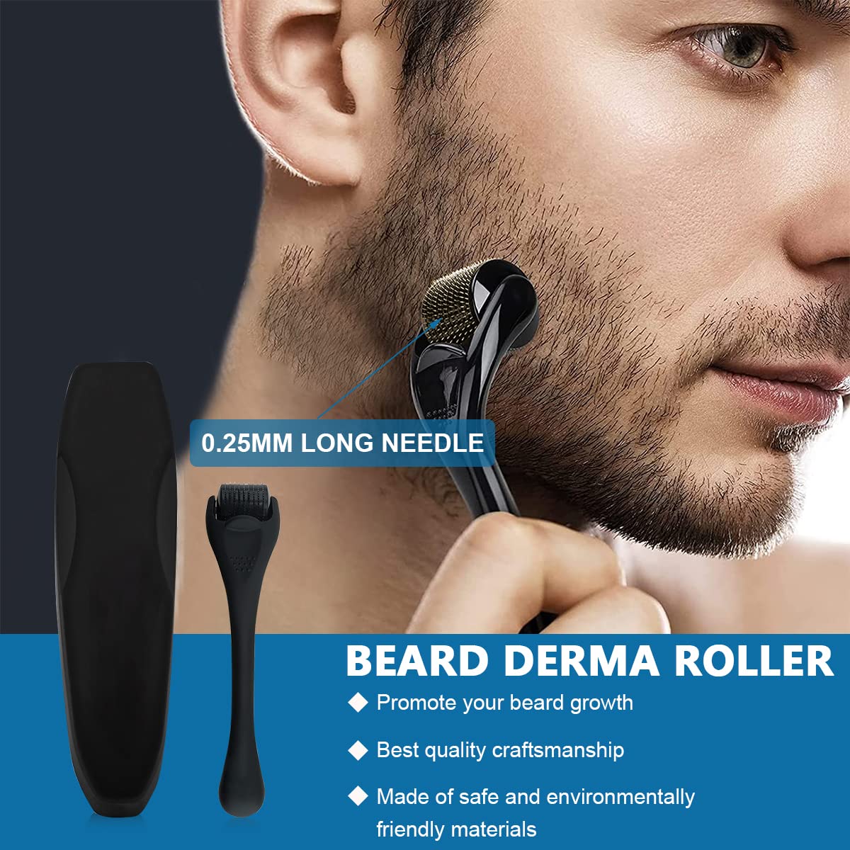 FANCYKU Beard Roller for Hair Growth with 540 Titanium Microneedles and Non Slip Handle | Men and Women Facial and Scalp Care