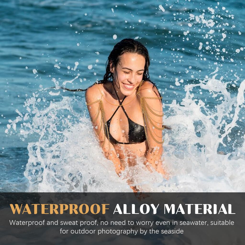 SANNIDHI Body Chain for Women with Adjustable Layered Tassel Design in Gold | Fashion Jewelry