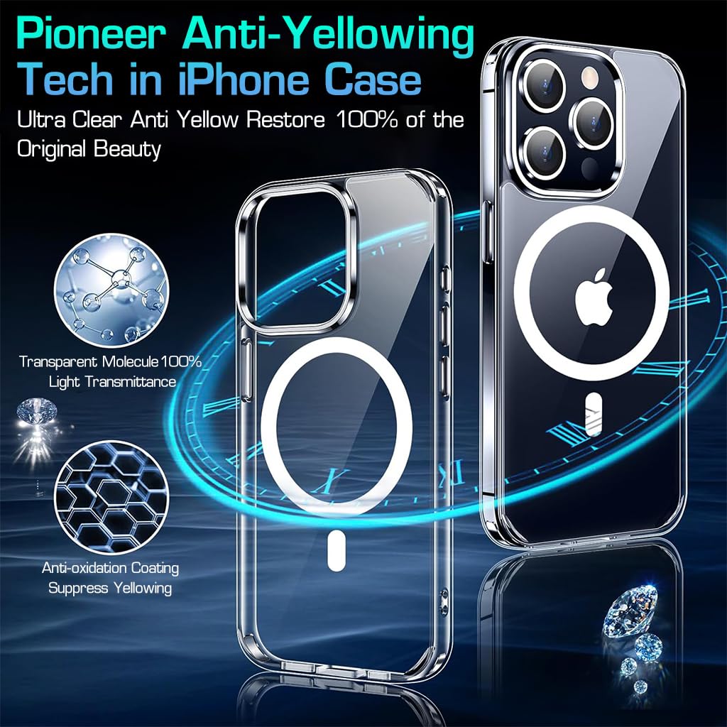ZORBES Phone Case for iPhone 15 Pro Max with Magsafe Support and Transparent Design | Includes Camera and Screen Protector 6.7 in